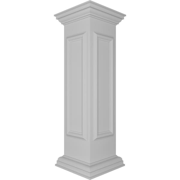 10W X 40H End Newel Post With Panel, Flat Capital, & Base Trim (Installation Kit Included)